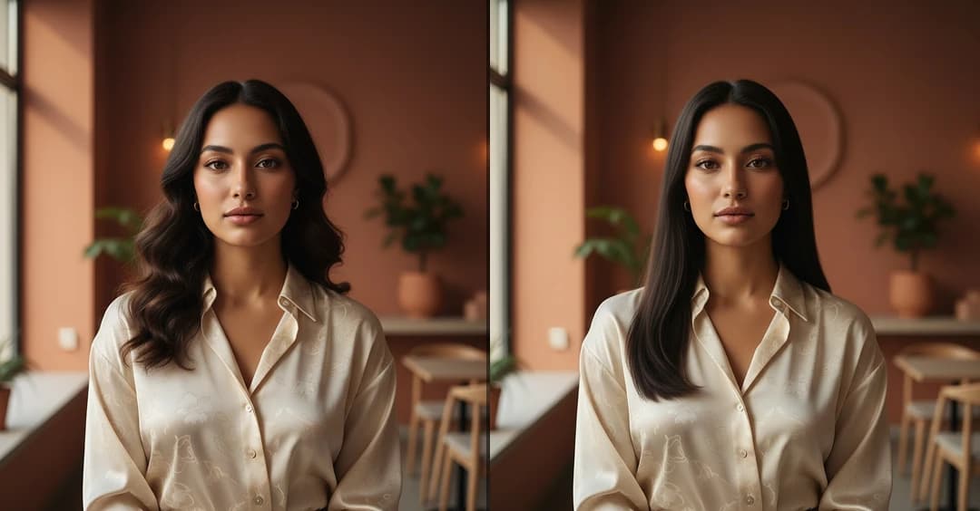 AI straight hair filter result