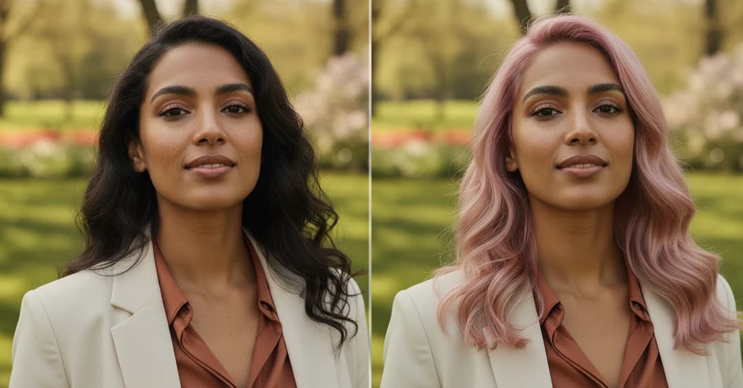 AI Rose Gold Hair Color Effect