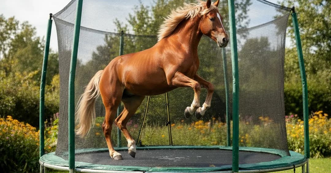 AI Animal Jumping on Trampoline Video